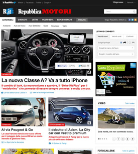 Web design for La Repubblica Motori